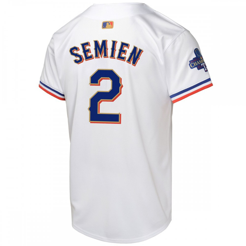 Marcus Semien Texas Rangers Youth 2024 Gold Collection Limited Player Jersey – White-Pro Kit Vault | Brand New 26/27 Sports Jerseys